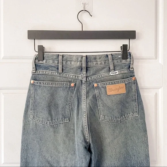 NWT Wrangler x Free People Wild West High Rise Straight Jeans Peach Tint - Picture 7 of 13